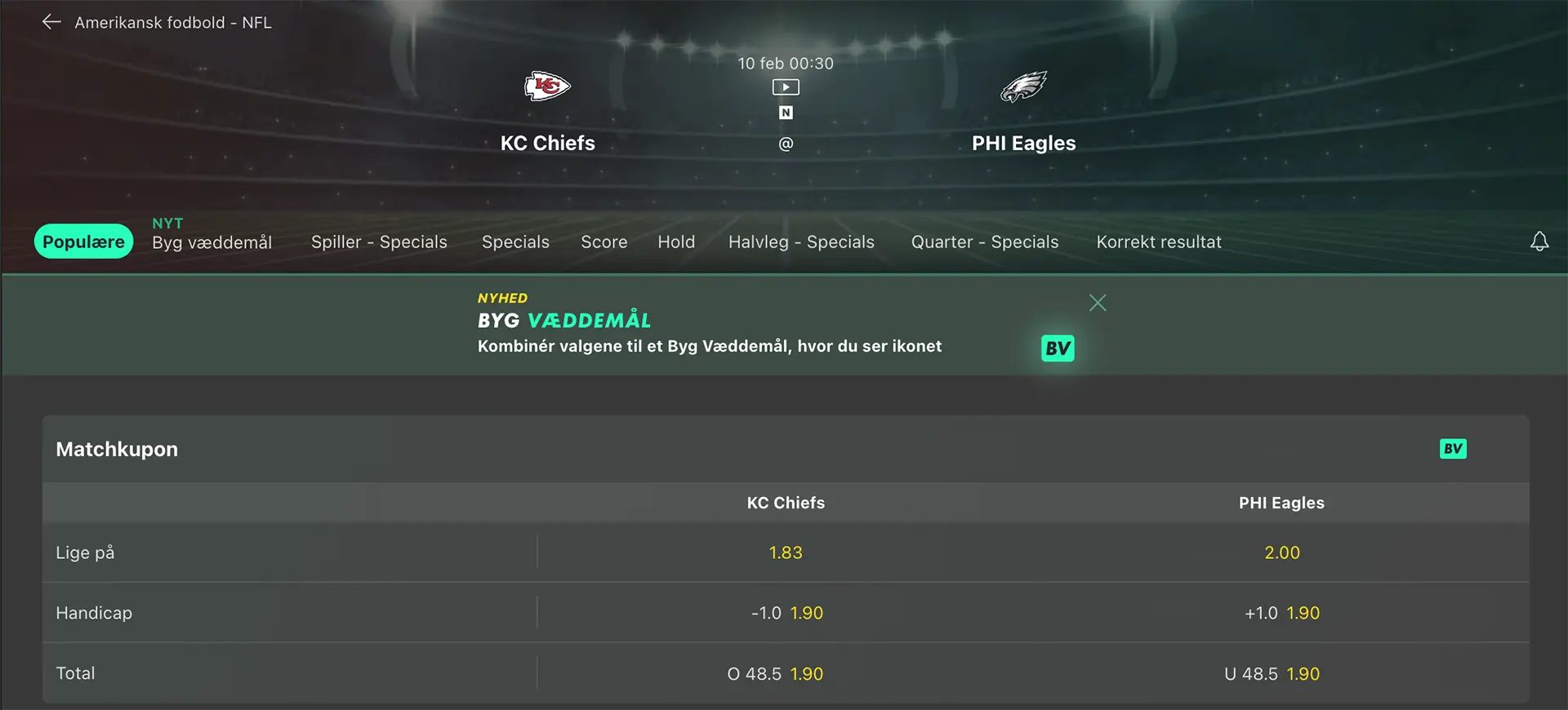 bet365 Super Bowl 2025 kampside